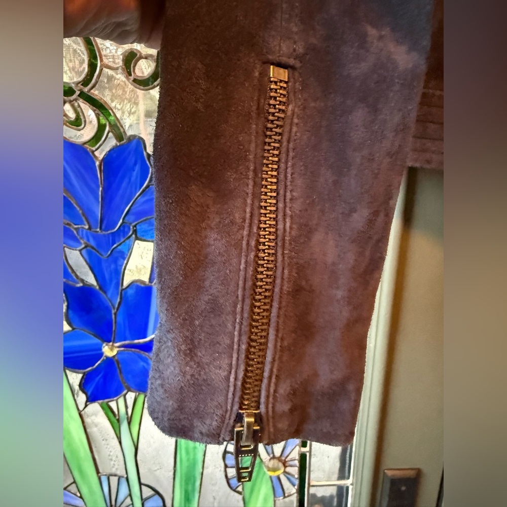 Blank NYC Sz 2 Beautiful Women's Blue Suede Biker Jacket Lots of Zippers (0731) - Picture 7 of 12